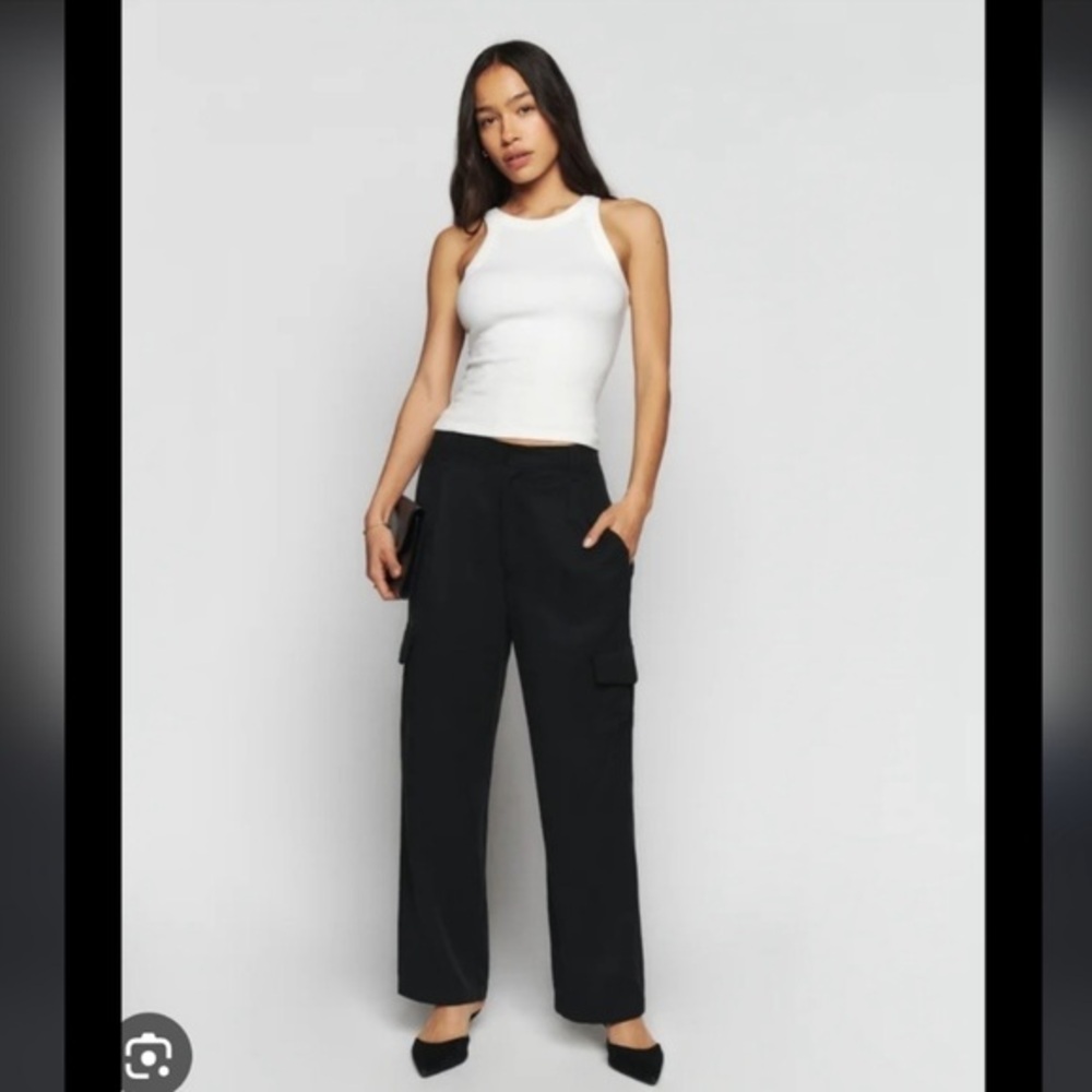 Reformation Black Wide-Leg Cargo Pants